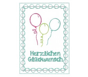 Postkarte - Happy Birthday Luftballons